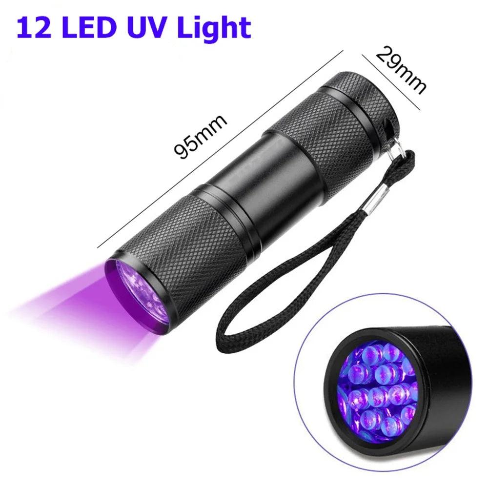 Ultraviolet Blacklight LED UV Light Lamp Torch Detector for Dog Urine Stains Outdoor Waterproof Aluminum 9-100 LED UV Flashlight - petguardiansupplies