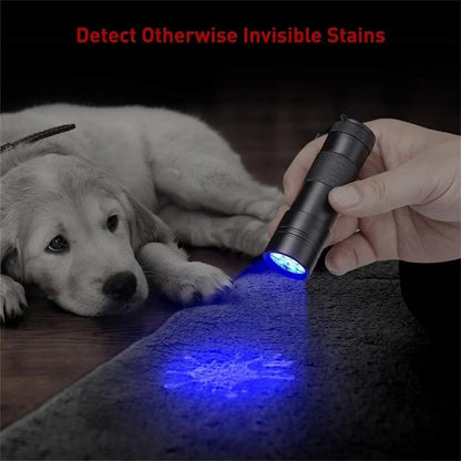 Ultraviolet Blacklight LED UV Light Lamp Torch Detector for Dog Urine Stains Outdoor Waterproof Aluminum 9-100 LED UV Flashlight - petguardiansupplies