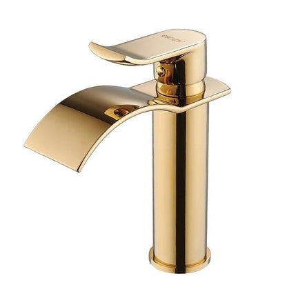 Basin Faucet Gold and white Waterfall Faucet Brass Bathroom Faucet Bathroom Basin Faucet Mixer Tap Hot and Cold Sink faucet - petguardiansupplies