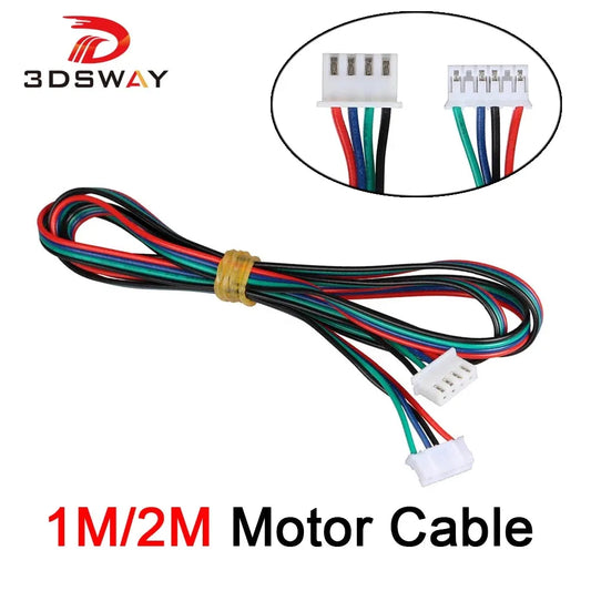 3DSWAY 3D Printer Parts 4pcs/lot 1M/2M two-phase XH2.54 4pin to 6pin Terminal Motor Connector Cable for Nema 42 Stepper Motor - petguardiansupplies