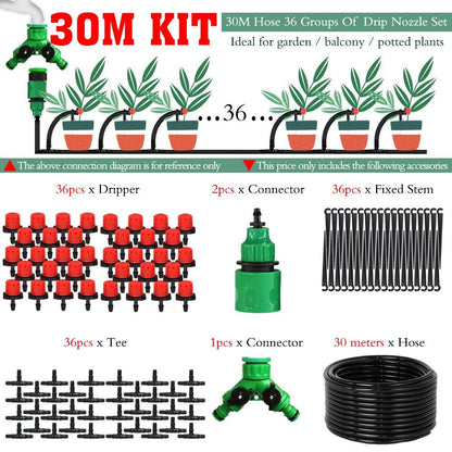 MUCIAKIE 50M-5M DIY Drip Irrigation System Automatic Watering Garden Hose Micro Drip Watering Kits with Adjustable Drippers - petguardiansupplies