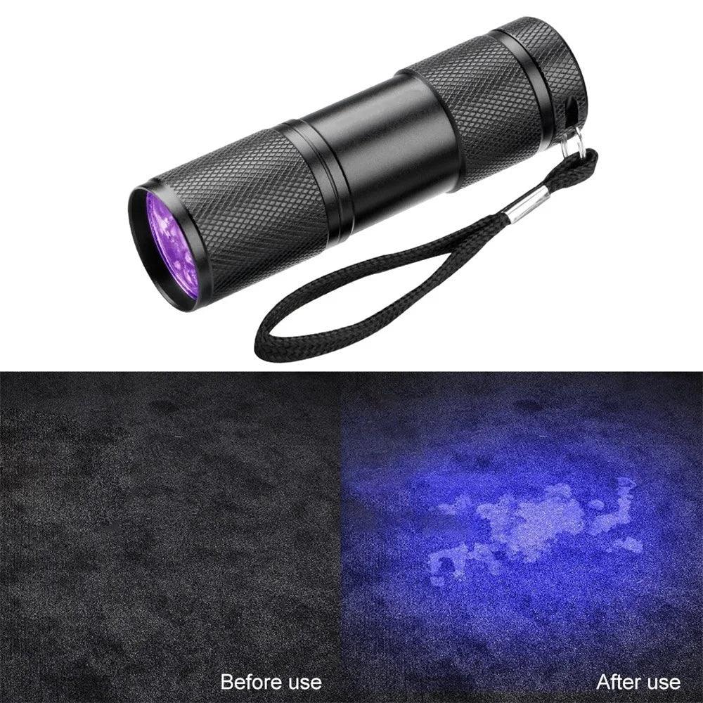 Ultraviolet Blacklight LED UV Light Lamp Torch Detector for Dog Urine Stains Outdoor Waterproof Aluminum 9-100 LED UV Flashlight - petguardiansupplies