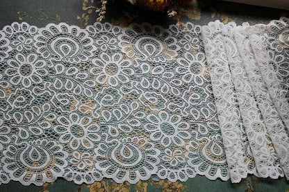 New Arrival 3Yards 22cm Black White Lace Fabric DIY Crafts Sewing Suppies Decoration Accessories For Garments Elastic Lace Trim - petguardiansupplies