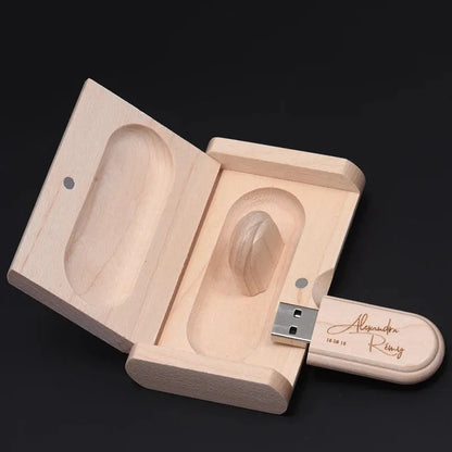 JASTER 1PCS free custom logo laser engraving wooden+Box pendrive 4GB 8GB 16GB 32GB 64GB USB Flash Drive photography gift - petguardiansupplies