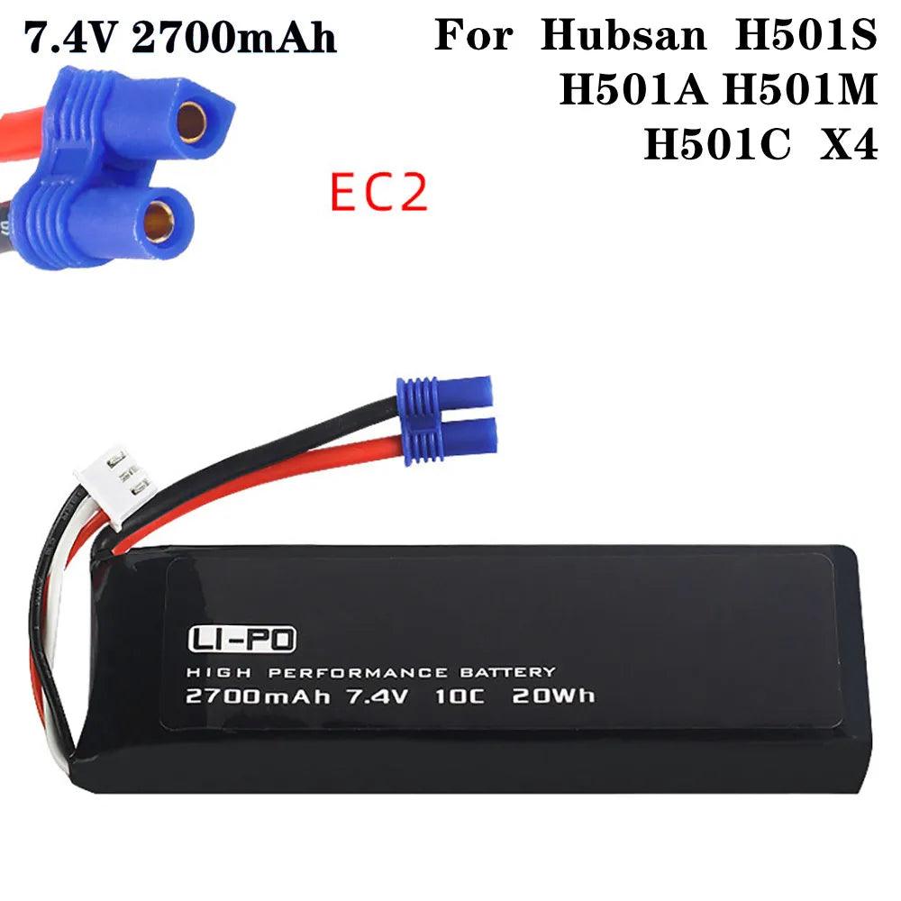 2PCS 7.4V 2700mAh 10C Original Battery for Hubsan H501S H501A H501M H501C X4 RC Quadcopter Spare Parts H501S-14 - petguardiansupplies