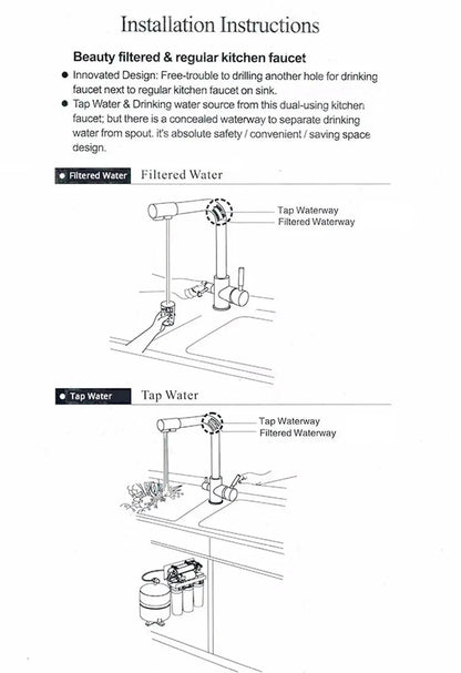 Black and Golden Filtered Crane For Kitchen Pull Out Sprayer  drinking water Three Ways Water Filter Tap Kitchen Faucet hot cold - petguardiansupplies