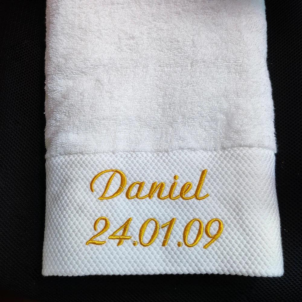 AHSNME White Cotton Personalise Bath Towels Hotel SPA Club Sauna Beauty Salon Custom Embroidery Logo Restaurant Hand Towel - petguardiansupplies