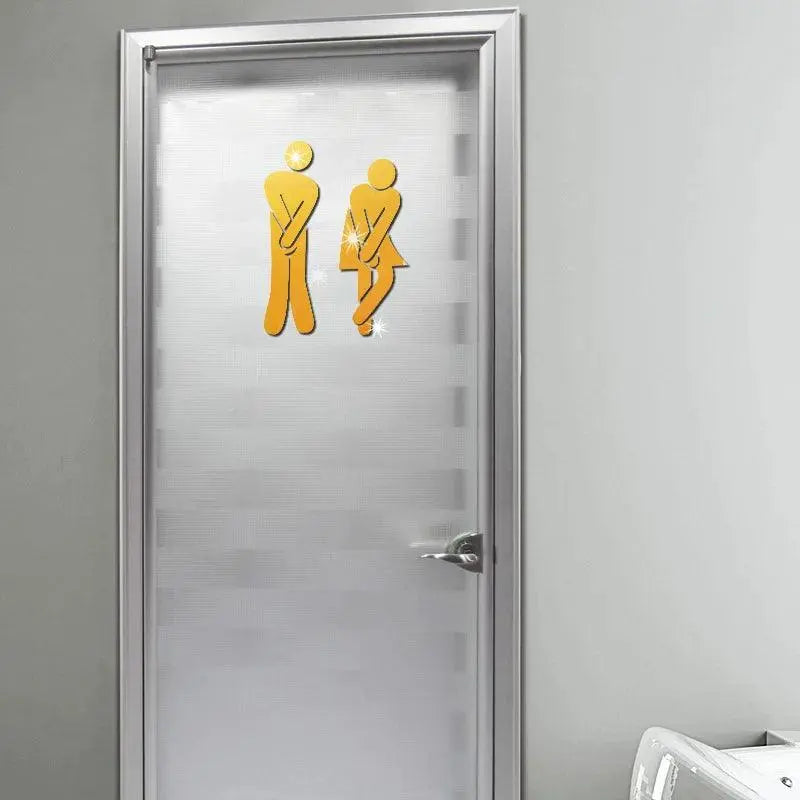 3D Acrylic Bathroom Mirror Stickers Woman&Man Toilet Sign Mirror Wall Sticker Home Hotel Washroom Door Sign Mirror Sticker - petguardiansupplies