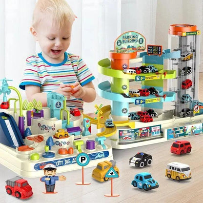 Electric Rail Car Building Parking Lot Adventure Racing Rail Car Toys Children Brain Mechanical Interactive Rail Cars - petguardiansupplies