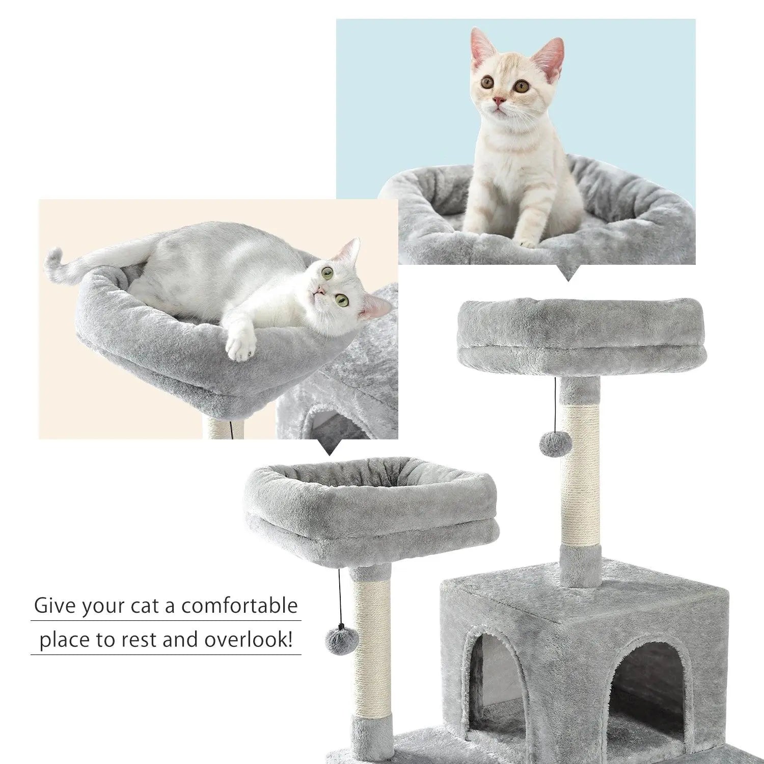 Domestic Delivery Multi-Level Cat Tree Tower Climb Furniture Scratching Post for Indoor House Pet Supplies Kitten Toy Cozy Condo - petguardiansupplies