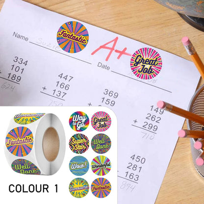 100-500pcs Cute Reward Stickers Roll with Word Motivational Stickers for School Teacher Kids Student Stationery Stickers Kids - petguardiansupplies