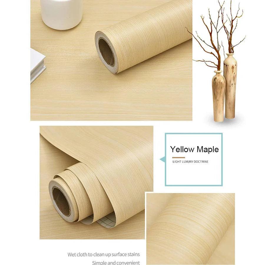 PVC Waterproof Self Adhesive Wallpaper Roll Furniture Cabinets Vinyl Decorative Film Wood Grain Stickers For Diy Home Decor - petguardiansupplies