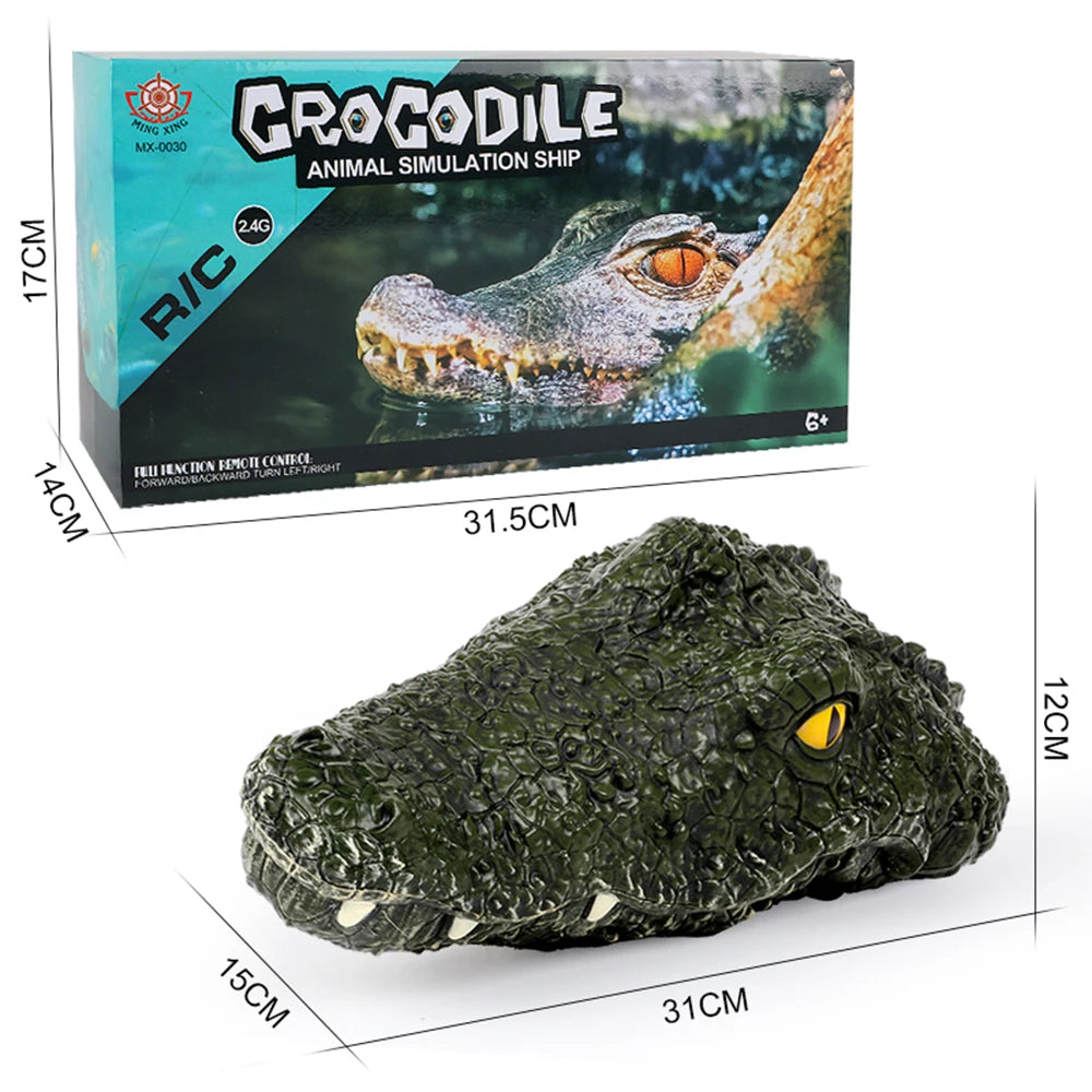 RC Crocodile Head Boat Ship Toy Simulation 2.4G Remote Control Joke Alligator Decoy Electric Toys Summer Water Spoof Toys gift - petguardiansupplies