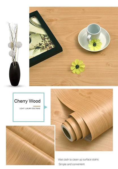 PVC Waterproof Self Adhesive Wallpaper Roll Furniture Cabinets Vinyl Decorative Film Wood Grain Stickers For Diy Home Decor - petguardiansupplies