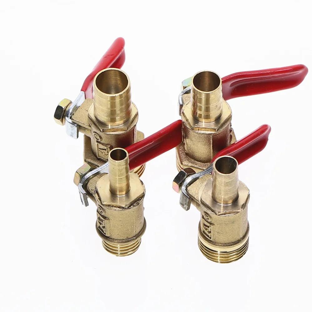 Ball Valve 4-12mm Hose Barb 1/8'' 1/2'' 1/4'' Male Thread Connector Joint Copper Pipe Fitting Coupler Adapter - petguardiansupplies