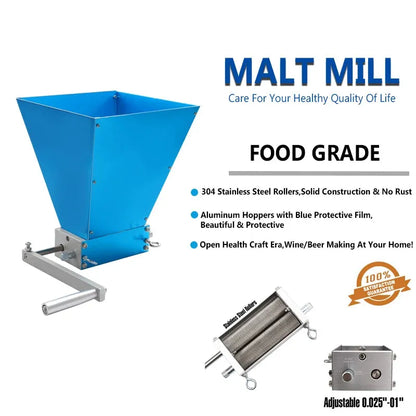 2025 Newest Stainless 2-roller Barley Malt Mill Grain Grinder Crusher For Homebrew Wholesale & Dropshipping - petguardiansupplies