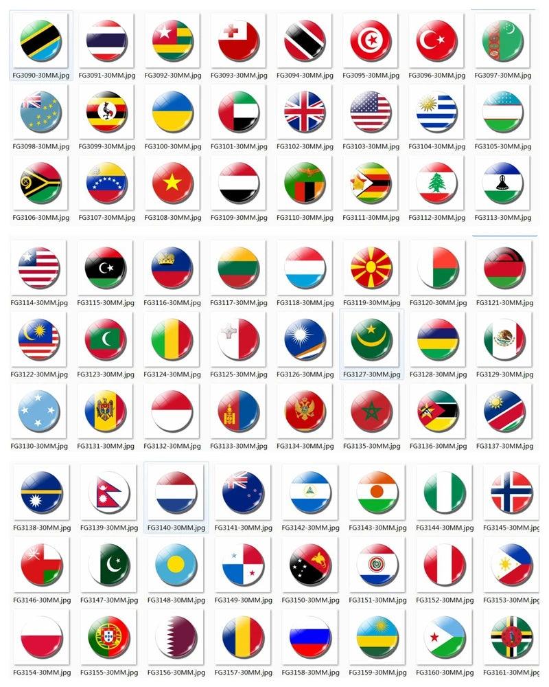 National Flags of Various Countries Photos Refrigerator Stickers Round Glass 30MM Household Refrigerator Accessories - petguardiansupplies