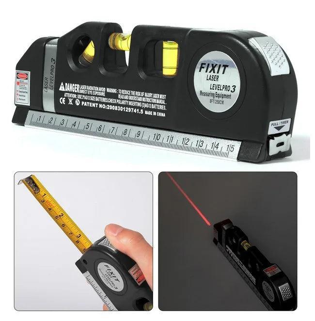 4 in 1 Accurate Multipurpose Laser Level Lever with Tripod Cross Projects Horizontal Vertical Laser Light Beam Measure Tape - petguardiansupplies