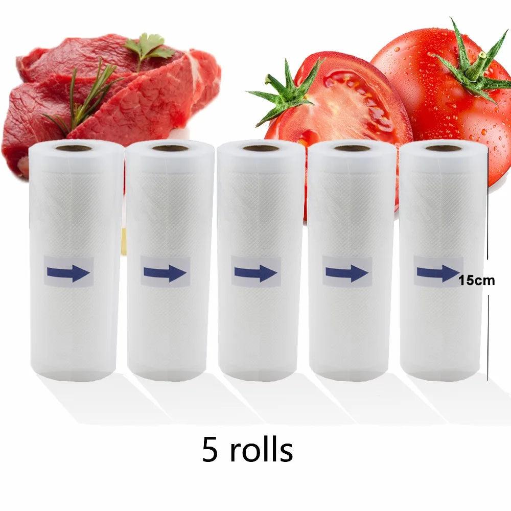 Food Vacuum Sealer Rolls Vacuum Bags packing BPA FREE Household Kitchen Food Vacuum Bags Sealer Storage Bags 5Rolls/Lot - petguardiansupplies