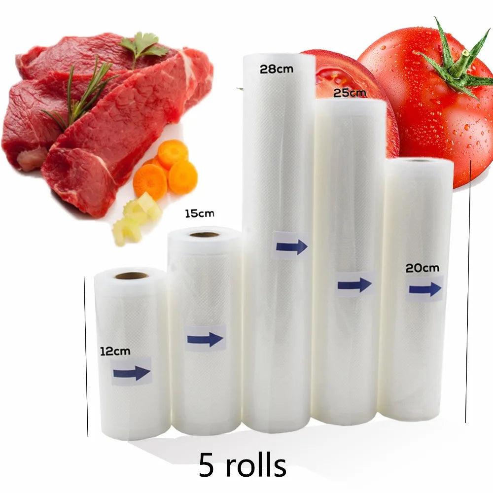 Food Vacuum Sealer Rolls Vacuum Bags packing BPA FREE Household Kitchen Food Vacuum Bags Sealer Storage Bags 5Rolls/Lot - petguardiansupplies