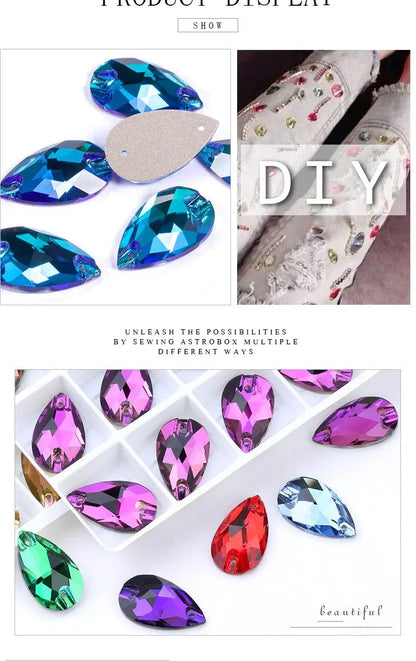 AAAAA Rhinestones For Needlework Quality Sewing Stones Tear Drop Sew On Rhinestones For Dress Decoration,Bags,Garment,Shoes - petguardiansupplies