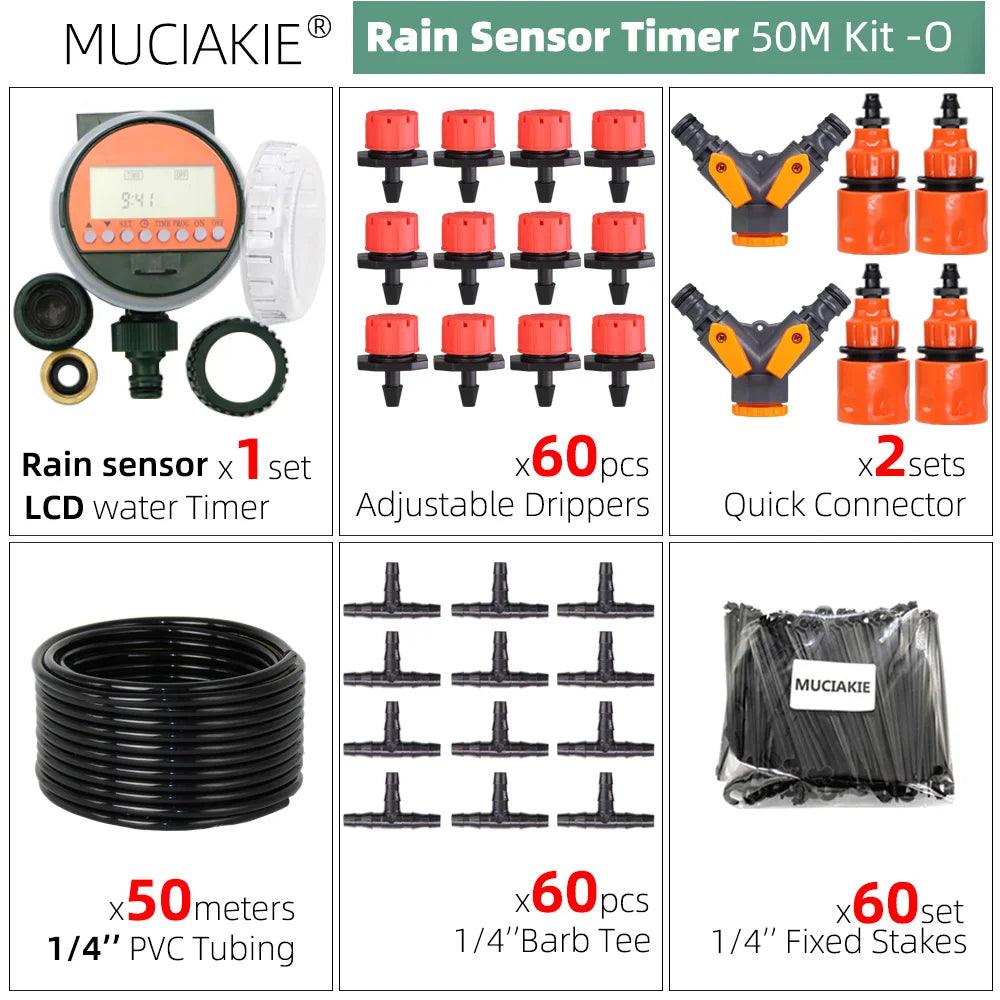 MUCIAKIE 50M-5M DIY Drip Irrigation System Automatic Watering Garden Hose Micro Drip Watering Kits with Adjustable Drippers - petguardiansupplies