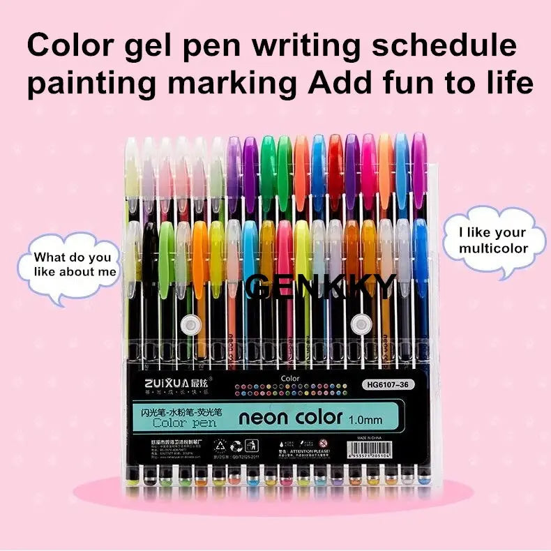 12Pcs/Set Gel Pen Set Glitter Gel Pens For School Office Adult Coloring Book Journals Drawing Doodling Art Markers Promotion Pen - petguardiansupplies