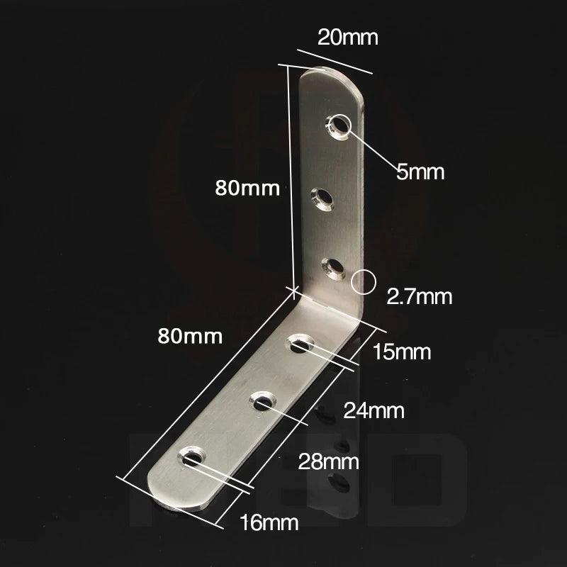 KAK 10PCS Stainless Steel Angle Corner Brackets Fasteners Protector Seven Size Corner Stand Supporting Furniture Hardware - petguardiansupplies