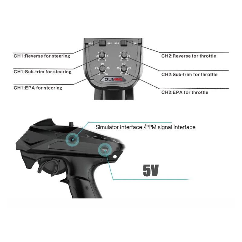 DumboRC X6 RC Transmitter 2.4G 6CH with X6FG / X6F/ X6DC / X6DCG Receiver for Rc Car Boat Tank RC Vehicle Model Toy Parts - petguardiansupplies