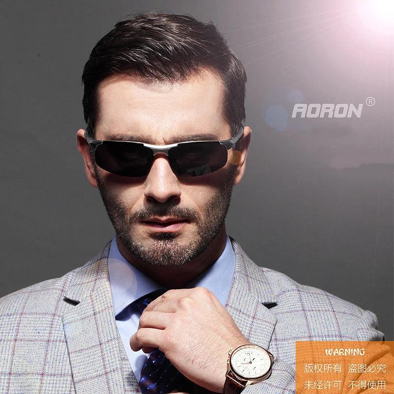 AORON Driving Polarized Sunglasses Men Aluminum Magnesium Frame Sport Sun Glasses Driver Retro Goggles Sunglass UV400 Anti-Glare - petguardiansupplies