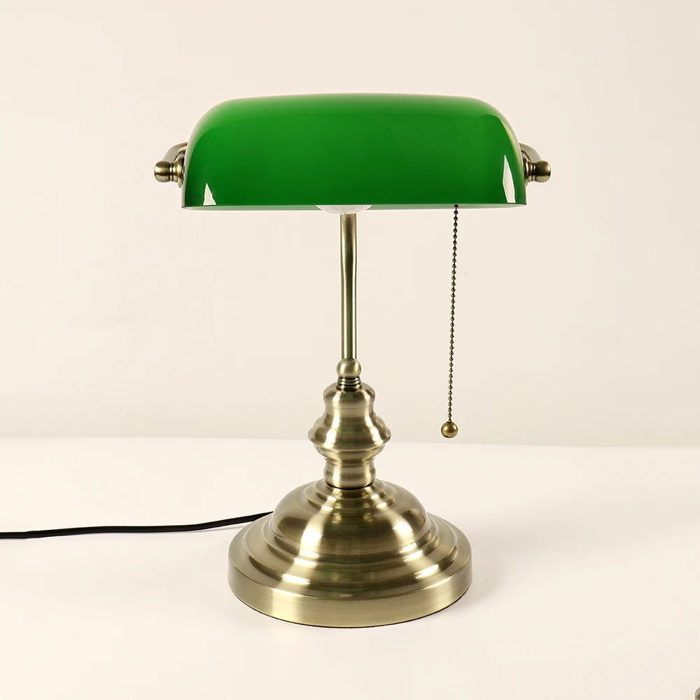 Desk lamp Table Light glass banker‘s lamp zipper switch for bedroom home stuy restaurant library office light night lamp - petguardiansupplies