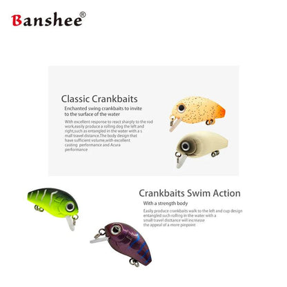 Banshee 28mm 2g Mini Crankbaits Fishing sinking Wobbler For Pike/Trolling Rattling Baits Set Perch Fishing Lure Artificial Hard - petguardiansupplies