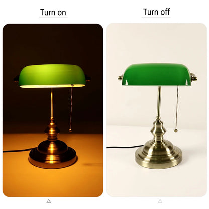 Desk lamp Table Light glass banker‘s lamp zipper switch for bedroom home stuy restaurant library office light night lamp - petguardiansupplies