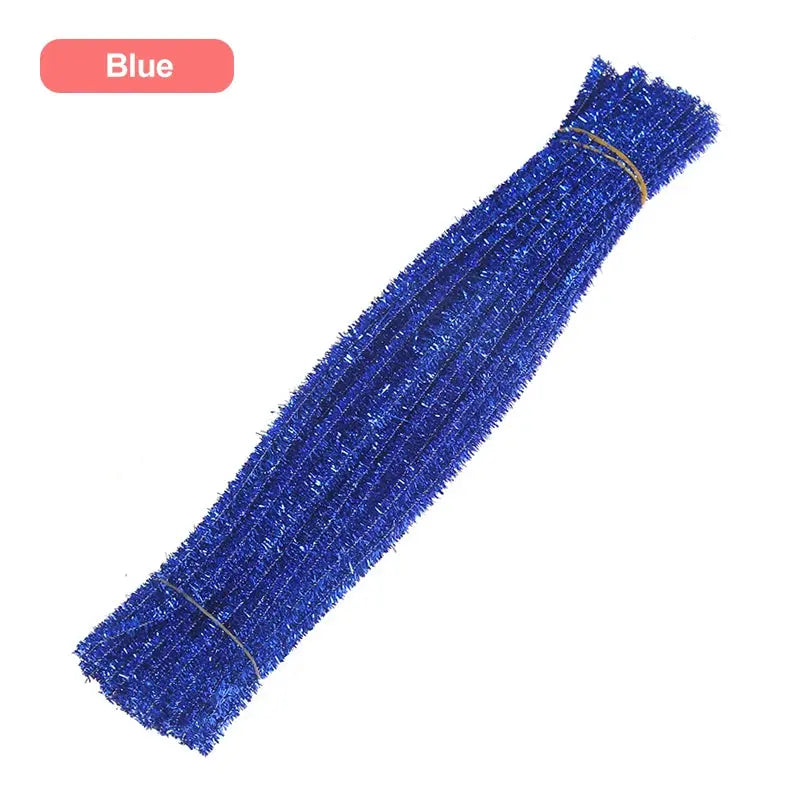 30/50/100pcs Glitter Chenille Stems Pipe Cleaners Plush Tinsel Stems Wired Sticks Kids Educational DIY Craft Supplies Toys Craft - petguardiansupplies