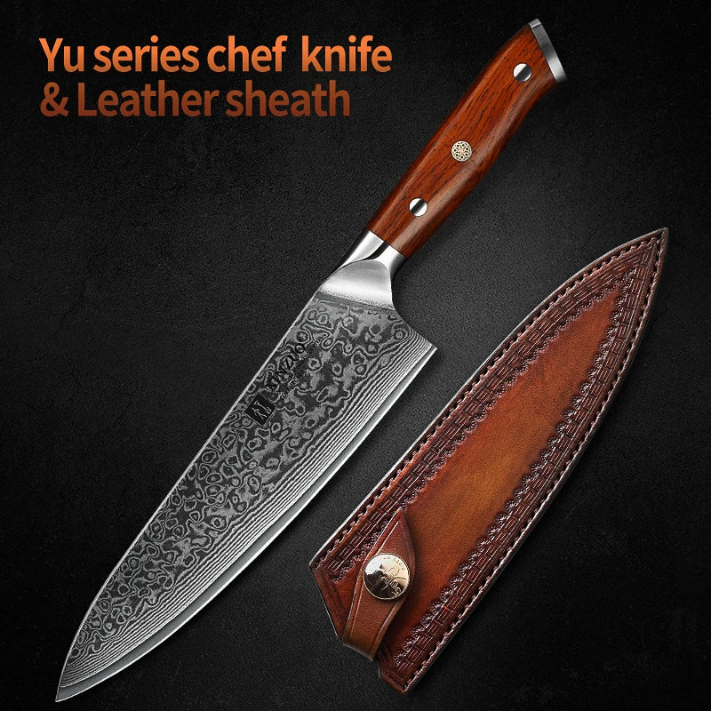 XINZUO 8.5 Inch Chef Knives High Carbon Chinese VG10 67 Layer Damascus Kitchen Knife Stainless Steel Gyuto Knife Rosewood Handle - petguardiansupplies