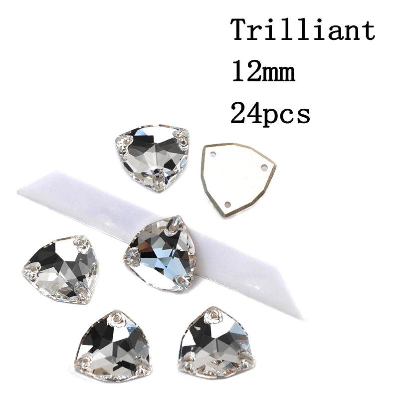 Rivoli Drop Sew On Crystal Clear Strass DIY 2 Holes Mirror Rhinestone Glass Sewing Stone Sew Textil Rhinestones For Garment - petguardiansupplies