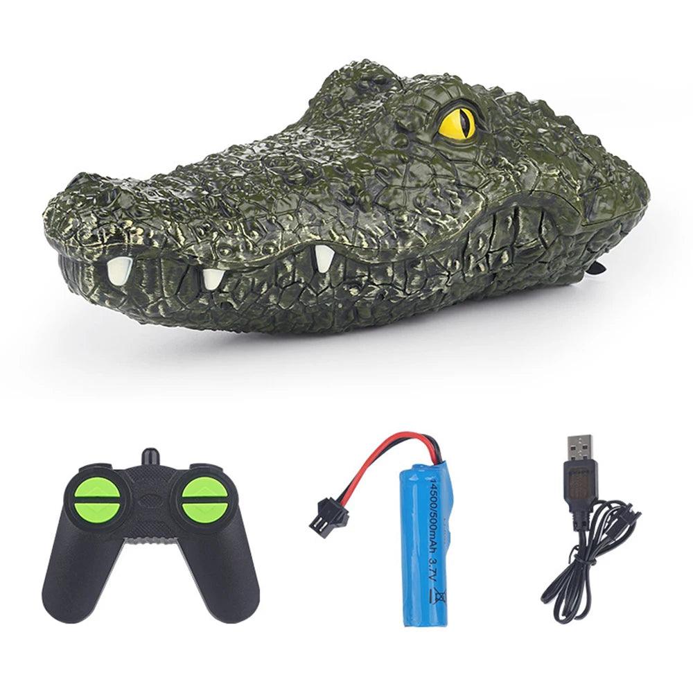 RC Crocodile Head Boat Ship Toy Simulation 2.4G Remote Control Joke Alligator Decoy Electric Toys Summer Water Spoof Toys gift - petguardiansupplies