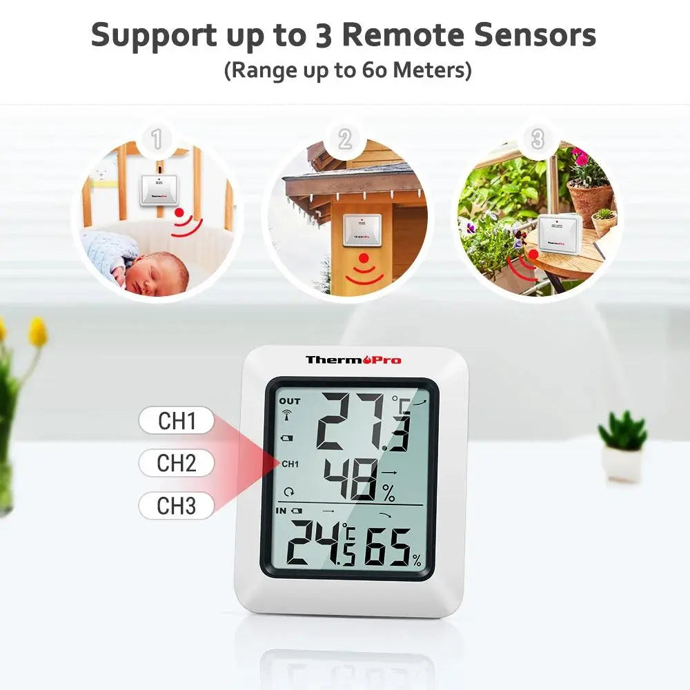 ThermoPro TP60C 60M Wireless Digital Indoor Outdoor Thermometer Hygrometer Weather Station For Home - petguardiansupplies