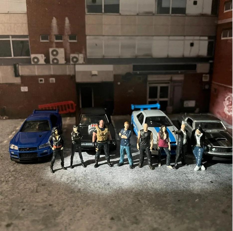 Classic 1:64 Scale Model Fast and Furious 9 people Cast Alloy Car Simulation Static Figures Diorama Miniature Scene Collection - petguardiansupplies