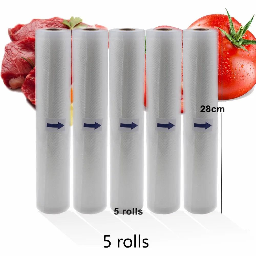 Food Vacuum Sealer Rolls Vacuum Bags packing BPA FREE Household Kitchen Food Vacuum Bags Sealer Storage Bags 5Rolls/Lot - petguardiansupplies