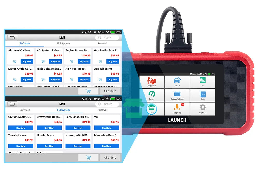 LAUNCH X431 CRP129E / CRP129E V2.0 Car OBD2 Diagnostic Tools ENG ABS SRS AT Oil SAS EPB TPMS DPF Reset Auto Scanner Free Update - petguardiansupplies