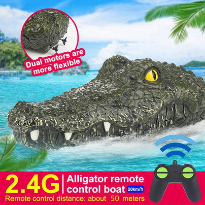 RC Crocodile Head Boat Ship Toy Simulation 2.4G Remote Control Joke Alligator Decoy Electric Toys Summer Water Spoof Toys gift - petguardiansupplies