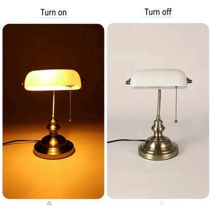 Desk lamp Table Light glass banker‘s lamp zipper switch for bedroom home stuy restaurant library office light night lamp - petguardiansupplies