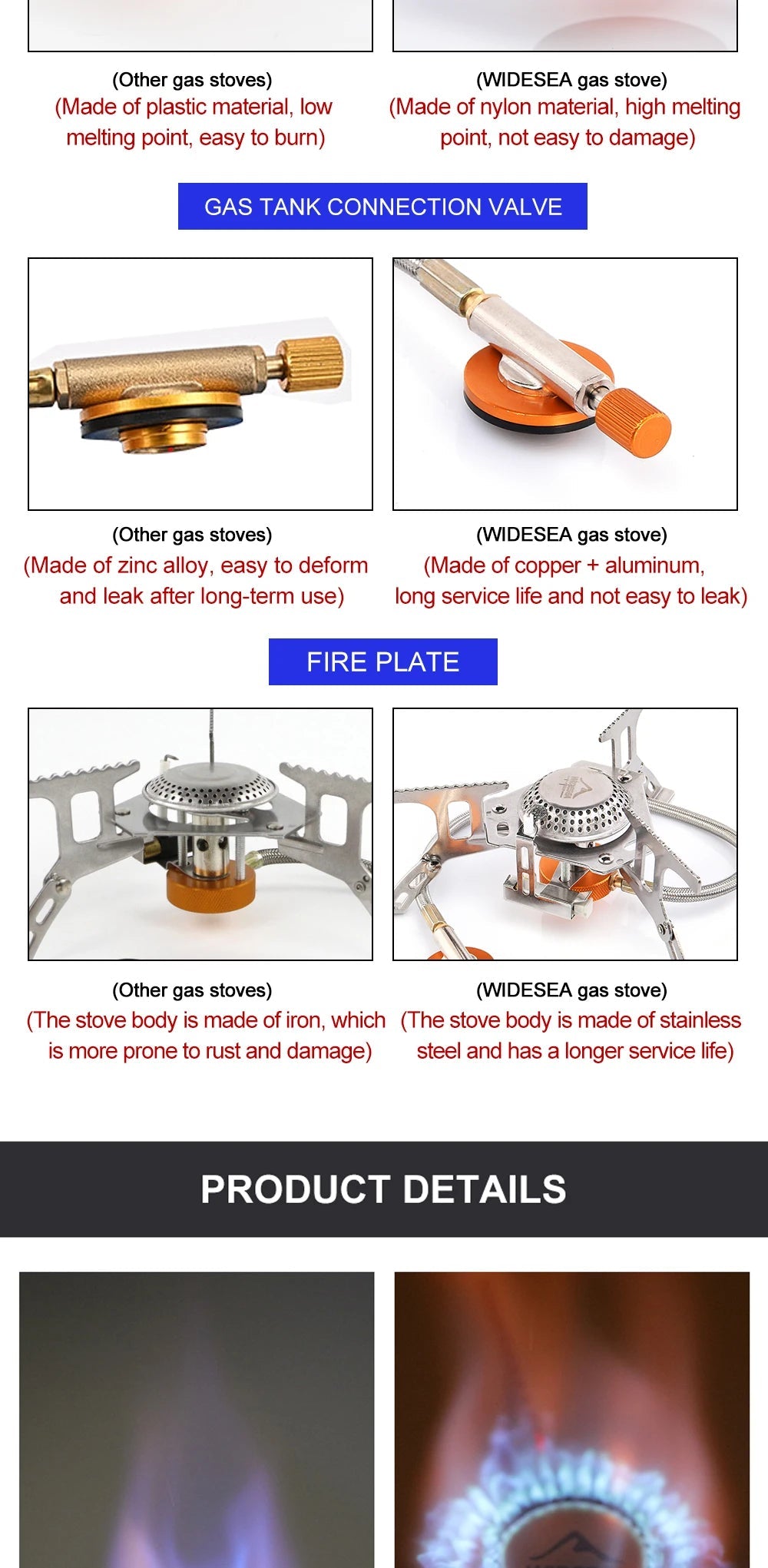 Widesea Camping Gas Stove Outdoor Tourist Burner Strong Fire Heater Tourism Cooker Survival Furnace Supplies Equipment Picnic - petguardiansupplies