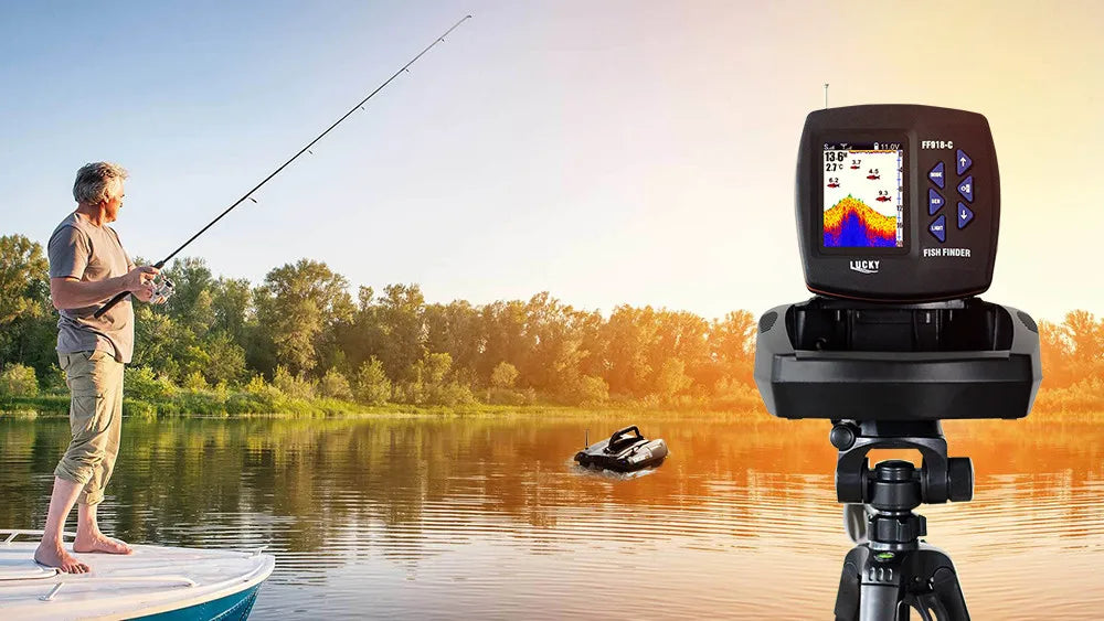 Lucky FF918 Wireless Remote Control Boat Fish Finder 300m/980ft wireless operating range echo sounder - petguardiansupplies