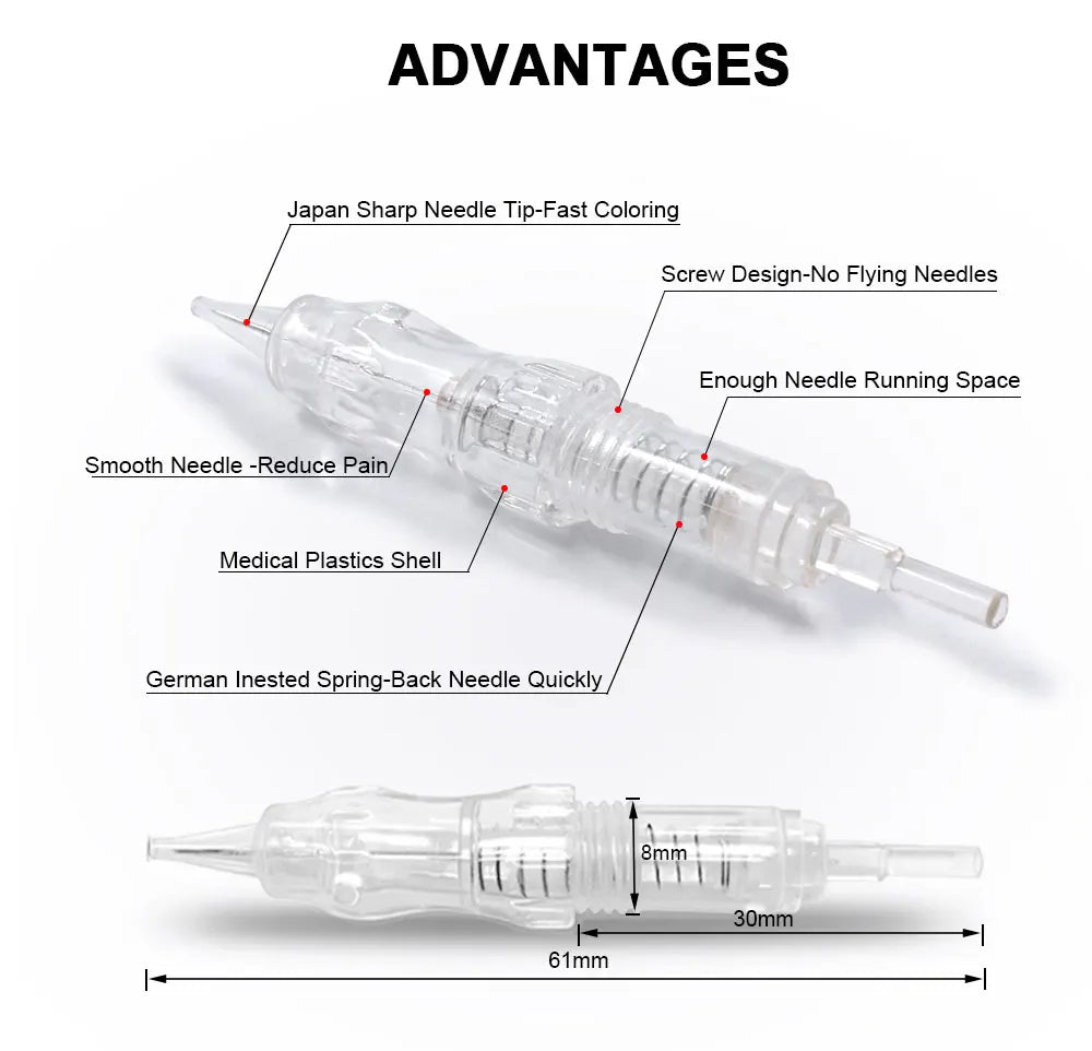 Biomaser 10PCS Revolution Tattoo Needle Permanent Makeup Cartridge Needles For Tattoo Machine Kit Eyebrow Needle 1R,2R,3R,5R - petguardiansupplies