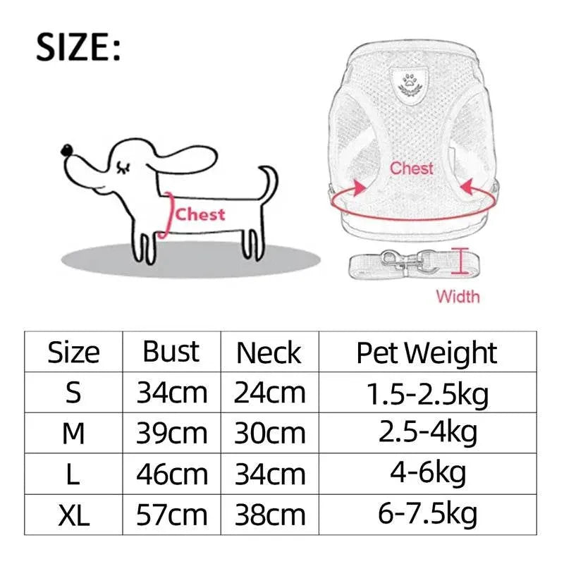 Cat Harness Vest Walking Lead Leash For Puppy Dogs Collar Polyester Adjustable Mesh Dog Harness For Small Medium Pet Accessories - petguardiansupplies