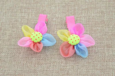 2PCS/Lot New Fashion Candy Color Scrunchy Headband Girls Bow Flower Rabbit Hair Accessories Flower Hair Bands Rubber Gum Ornamen - petguardiansupplies