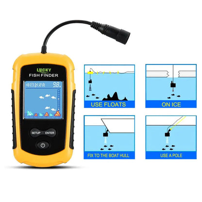 FFC1108-1 Alarm 100M Portable Sonar Fish Finders 45 degrees Sonar Coverage Echo Sounder Alarm Transducer Lake Sea Fishing - petguardiansupplies