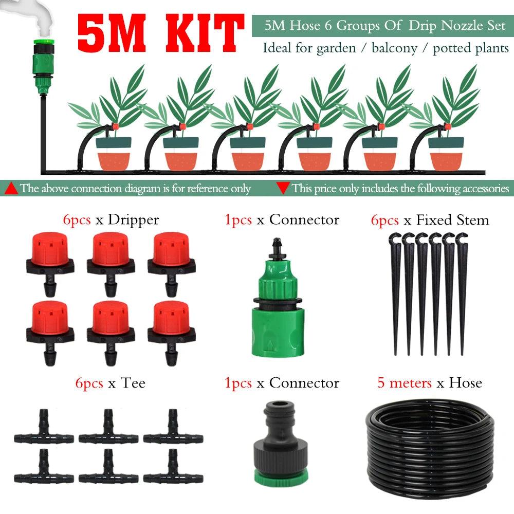 MUCIAKIE 50M-5M DIY Drip Irrigation System Automatic Watering Garden Hose Micro Drip Watering Kits with Adjustable Drippers - petguardiansupplies